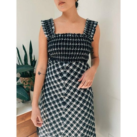 NEW GANNI Seersucker Black & White Check Gingham - Picture 7 of 8